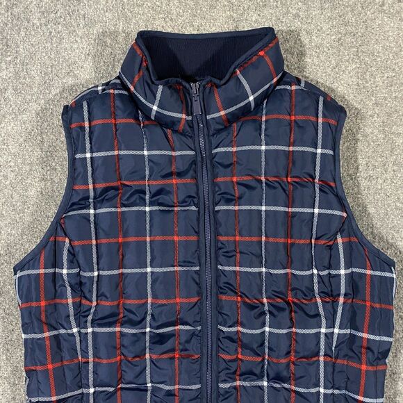 Tommy Hilfiger Quilted Down Fill Plaid Puffer Vest Womens X-Large Blue Red White - Picture 2 of 16